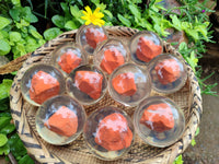 Polished Red Jasper cobbed piece in PVC Resin Sphere - sold per item - From South Africa