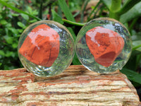 Polished Red Jasper cobbed piece in PVC Resin Sphere - sold per item - From South Africa