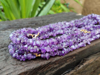 Polished A Grade Gem Amethyst Tumble Chip Beaded Necklace - Sold per Item- From Zambia