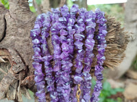 Polished A Grade Gem Amethyst Tumble Chip Beaded Necklace - Sold per Item- From Zambia