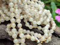 Polished Extra Rare 1980's Gold Rutile Quartz Beaded Necklace - Sold Per Item - From Brazil