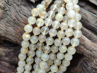 Polished Extra Rare 1980's Gold Rutile Quartz Beaded Necklace - Sold Per Item - From Brazil