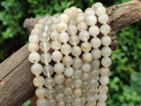 Polished Extra Rare 1980's Gold Rutile Quartz 10 mm Beaded Necklace - Sold Per Item - From Brazil