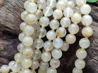 Polished Extra Rare 1980's Gold Rutile Quartz 10 mm Beaded Necklace - Sold Per Item - From Brazil