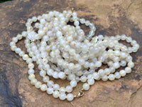 Polished Extra Rare 1980's Gold Rutile Quartz 10 mm Beaded Necklace - Sold Per Item - From Brazil