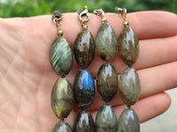 Polished Selected Flash Labradorite Oval Shaped Beaded Necklace - Sold Per Item - From Madagascar