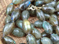 Polished Selected Flash Labradorite Oval Shaped Beaded Necklace - Sold Per Item - From Madagascar