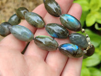 Polished Selected Flash Labradorite Oval Shaped Beaded Necklace - Sold Per Item - From Madagascar