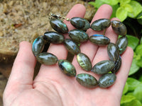 Polished Selected Flash Labradorite Oval Shaped Beaded Necklace - Sold Per Item - From Madagascar