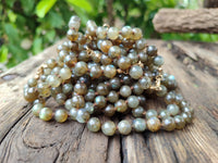 Polished Labradorite Round Shaped Beaded Necklace - Sold Per Item - From Madagascar