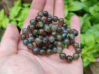 Polished Labradorite Round Shaped Beaded Necklace - Sold Per Item - From Madagascar