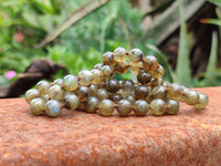 Polished Labradorite Round Shaped Beaded Necklace - Sold Per Item - From Madagascar