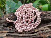 Polished Extra Rare Argentinian Rhodochrosite 6 mm Round Shaped Beaded Necklace - Sold Per Item - From Argentina