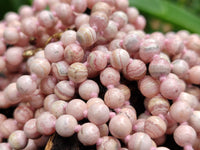 Polished Extra Rare Argentinian Rhodochrosite 6 mm Round Shaped Beaded Necklace - Sold Per Item - From Argentina