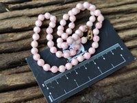 Polished Extra Rare Argentinian Rhodochrosite 6 mm Round Shaped Beaded Necklace - Sold Per Item - From Argentina