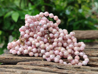 Polished Extra Rare Argentinian Rhodochrosite 6 mm Round Shaped Beaded Necklace - Sold Per Item - From Argentina