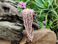 Polished Extra Rare Argentinian Rhodochrosite 6 mm Round Shaped Beaded Necklace - Sold Per Item - From Argentina