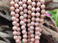 Polished Extra Rare Argentinian Rhodochrosite 6 mm Round Shaped Beaded Necklace - Sold Per Item - From Argentina