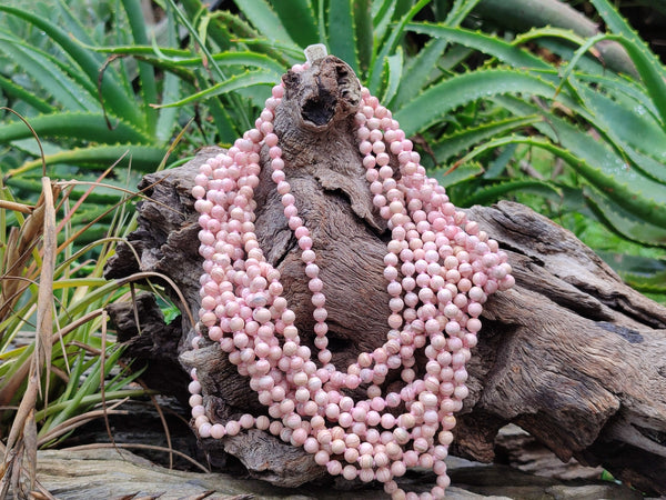 Polished X Rare Argentinian Rhodochrosite 6 mm Round Shaped Beaded Necklace - Sold Per Item - From Argentina