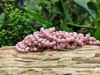 Polished Extra Rare Argentinian Rhodochrosite 8 mm Round Shaped Beaded Necklace - Sold Per Item - From Argentina