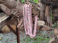 Polished Extra Rare Argentinian Rhodochrosite 8 mm Round Shaped Beaded Necklace - Sold Per Item - From Argentina