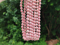 Polished Extra Rare Argentinian Rhodochrosite 8 mm Round Shaped Beaded Necklace - Sold Per Item - From Argentina