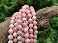 Polished Extra Rare Argentinian Rhodochrosite 8 mm Round Shaped Beaded Necklace - Sold Per Item - From Argentina