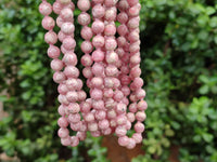 Polished Extra Rare Argentinian Rhodochrosite 8 mm Round Shaped Beaded Necklace - Sold Per Item - From Argentina