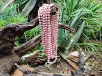 Polished Extra Rare Argentinian Rhodochrosite 8 mm Round Shaped Beaded Necklace - Sold Per Item - From Argentina