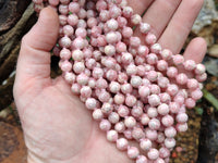 Polished Extra Rare Argentinian Rhodochrosite 8 mm Round Shaped Beaded Necklace - Sold Per Item - From Argentina