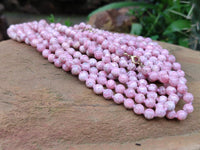 Polished Extra Rare Argentinian Rhodochrosite 8 mm Round Shaped Beaded Necklace - Sold Per Item - From Argentina