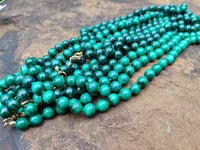 Polished Malachite Ball Shaped 8 mm Beaded Necklace - Sold Per Item- From Congo