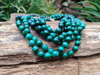 Polished Malachite Ball Shaped 8 mm Beaded Necklace - Sold Per Item- From Congo