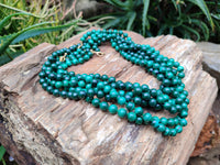 Polished Malachite Ball Shaped 8 mm Beaded Necklace - Sold Per Item- From Congo