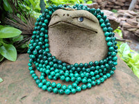 Polished Malachite Ball Shaped 8 mm Beaded Necklace - Sold Per Item- From Congo