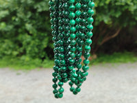 Polished Malachite Ball Shaped 8 mm Beaded Necklace - Sold Per Item- From Congo