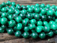 Polished Malachite Ball Shaped 8 mm Beaded Necklace - Sold Per Item- From Congo