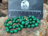 Polished Malachite Ball Shaped 8 mm Beaded Necklace - Sold Per Item- From Congo