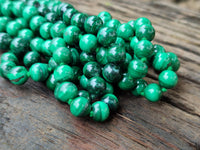 Polished Malachite Ball Shaped 8 mm Beaded Necklace - Sold Per Item- From Congo