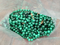 Polished Malachite Ball Shaped 8 mm Beaded Necklace - Sold Per Item- From Congo