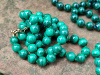 Polished Malachite Ball Shaped 8 mm Beaded Necklace - Sold Per Item- From Congo