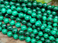 Polished Malachite Ball Shaped 8 mm Beaded Necklace - Sold Per Item- From Congo