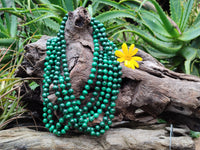 Polished Malachite Ball Shaped 8 mm Beaded Necklace - Sold Per Item- From Congo