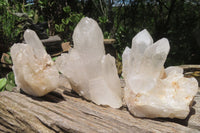 Natural Clear Quartz Clusters x 3 From Madagascar