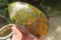 Polished Green Opal Standing Free Forms x 2 From Antsirabe, Madagascar