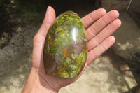 Polished Green Opal Standing Free Forms x 2 From Antsirabe, Madagascar