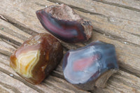 Polished On One Side Red Sashe River Agate x 6 From Zimbabwe