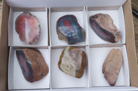 Polished On One Side Red Sashe River Agate x 6 From Zimbabwe