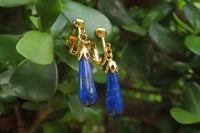 Polished Pair of Lapis Lazuli Tear Drop Clip On Earrings - Sold Per Pair - From Afghanistan