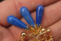 Polished Pair of Lapis Lazuli Tear Drop Clip On Earrings - Sold Per Pair - From Afghanistan